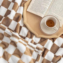 LOMAO Throw Blankets Flannel Blanket with Checkerboard Grid Pattern Soft Throw Blanket for Couch, Bed, Sofa Luxurious Warm and Cozy for All Seasons (Khaki, 90"x90") by CozyNest Decor