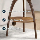 Martin Svensson Home LAX Two-Tone 20-Inch Caramel Brown Round Wood End Side Table with Walnut Legs and Shelf Storage by CozyNest Decor