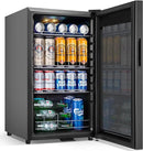 Beverage Refrigerator Cooler, 17 Inch 120 Cans Freestanding Mini Fridge with Glass Door, Adjustable Shelves and LED Light, Small Drink Fridge Counter-top Beer Fridge for Bedroom Office Bar by CozyNest Decor