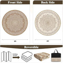 Pauwer Waterproof Outdoor Rug 6ft, Reversible Plastic Straw Patio Camping Rug, Indoor Outdoor RV Mat Carpet for Deck, Camper, Porch, Balcony, Backyard, Picnic, Floral Brown by GreenHaven Gardens