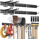 Garden Tool Organizer Wall Mount, 96 inches Tool Storage Rack with Adjustable Hooks, 600lbs Adjustable Heavy Duty Metal Hooks, Yard Shed Rack Holder System Hanging Rake Broom Mop Snowboard, Men Gift by GreenHaven Gardens