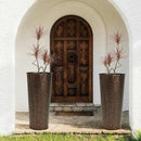 Worth Garden 2-Pack 28" H. Metal Planters with 2X Inside Pots - Hand-Hammered Texture Tall Narrow Cone Plant Pots - Large Handcrafted Bronze Flower Pot for Indoor Outdoor, Deck, Patio, Front Porch by CozyNest Decor