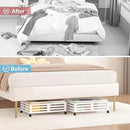 Under Bed Storage Containers With Wheels - 2 Pcs Bamboo Wood Rolling Underbed Shoe Storage Bins With Dust Bags for Clothes Blankets, Duvet Covers Snacks Toys (White) by CozyNest Decor