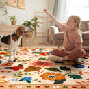 Floral 9x12 Area Rug Machine Washable Soft Print Boho Carpet Non Slip Doormat Low Pile Flower Area Rugs for Living Room Bedroom Nursery Kitchen Dining Room Indoor-Light Orange by TinyTreasures Baby Boutique