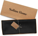 Solino Home Linen Black Table Runner 60 Inches - 100% Pure Linen Short Table Runner 14 x 60 Inch Ideal for Dresser and Coffee Tables - Fall, Autumn, Halloween, Thanksgiving - Fete by CozyNest Decor