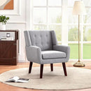 HUIMO Accent Chairs Set of 4, Upholstered Button Tufted Armchair, Linen Fabric Sofa Chairs for Bedroom, Living Room, Mid Century Modern Comfy Reading Chair (4, Light Grey) by CozyNest Decor