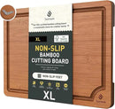 Extra Large Bamboo Cutting Board with Non Slip Feet and Over Sink Butcher Block Chopping Board Wooden Cutting Boards Solid Thick Juice Groove Big Xl XXl xlarge Kitchen Counter Organic Meat BBQ Kit by CozyNest Decor