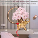 Rose Quartz Crystal Money Tree on Gold Elephant Statue, 17”Large Gemstone Bonsai Tree of Life Home Décor Gifts for Wealth Positive Energy, Feng Shui Décor by GreenHaven Gardens