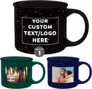 DISCOUNT PROMOS Custom Ceramic Campfire Coffee Mugs 13 oz. Set of 1, Personalized Bulk Pack - Perfect for Tea, Espresso, Cappuccino, Hot Cocoa - Black by TinyTreasures Baby Boutique