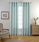 MIUCO Floral Embroidery Semi Sheer Curtains Faux Linen Grommet Panels for Living Room 52 x 84 Inch 2 Panels Set, Subtle Green by CozyNest Decor