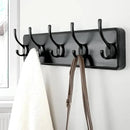 Dseap Coat Rack Wall Mount: Modern, Patented, Heavy-Duty, 17.4" Long 5-Double-Hooks Wooden Hanger Hook Rail for Winter Coats Hat Jacket Clothing, Black by CozyNest Decor