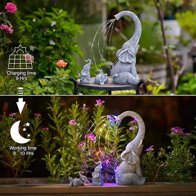 Goodeco Garden Elephant Statue Outdoor - Elephant Gifts with Solar Watering Lights, Siting Elephant Figurine Perfect for Yard, Patio, and Pathway Decor - Ideal Gardening Gifts, photo 5 of 7