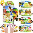 Farm Crinkle Books for Babies with 10 Finger Puppets Set, Touch and Feel Cloth Soft Farm Animal Tail Book with BiBi & Teething Toy, Puppets for Kids Ages 4-8, Baby Shower Birthday Gifts by TinyTreasures Baby Boutique