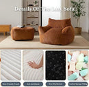 Oversized Bean Bag Chaise Lounge Chair Indoor for Adults with Armrests & Ottoman - Giant Comfy Orange Beanbag Floor Sofa Cloud Accent Chair for Reading, Gaming, Cozy Plush Cloud Mini Couch by CozyNest Decor