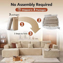 ovios Sectional Cloud Couch for Living Room, Modular Floor Sofa with Plush Corduroy, No Assembly Required, Big Comfy Couches Set with Fluffy Memory Foam, Stupendous U Shaped Sofas with Chaise, Grey by CozyNest Decor
