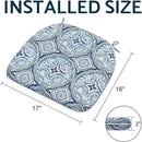 Indoor/Outdoor Chair Cushions 16x17 Inch, Patio Chair Cushions with Ties, All Weather Seat Cushions for Patio Furniture Home Garden Chair Use, Set of 2,Medallion Blue by GreenHaven Gardens