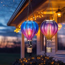 TERESA'S COLLECTIONS 2 Pack Hanging Solar Lantern Outdoor Garden Decor for Valentine ,Waterproof Plastic Hot Air Balloon Purple Flickering Flame Effect Lantern for Yard Tree Gift for Mom,18" by GreenHaven Gardens