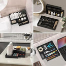 Kitchen Drawer Organizer Bins, Stackable Bamboo Drawer Organizer for Silverware, 2 Pcs Toilet Paper Basket Holder, Wood Bathroom Tray Countertop, Toilet Tank Tray Black 15" x 6" x 2.5" by CozyNest Decor