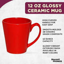 DISCOUNT PROMOS Glossy Ceramic Latte Coffee Mug 12 oz. Set of 10, Bulk Pack - Perfect for Tea, Espresso, Cappuccino, Hot Cocoa - Red by CozyNest Decor