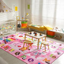 Kids Rugs for Playroom Bedroom Classroom Nursery, Non-Slip and Washable Rugs for Children Toddlers Girls, Educational and Fun Rug Carpets with ABC Alphabet Animals Shapes, 3x5, Pink by CozyNest Decor