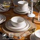 GBHOME Ceramic Dinnerware Sets for 4, 12 Pieces Stoneware Plates and Bowls Sets, Scratch Resistant Dishes, Dishwasher & Microwave Safe, Reactive Glaze-White by CozyNest Decor