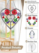 KY&BOSAM Heart Suncatcher Mom Gift Ornament Stained Glass Panles Hangings for Windows Sun Catcher with Pressed Flower Heart in Glass Birthday Gifts for Women Mother`s Day Christmas Home Garden Decor by GreenHaven Gardens