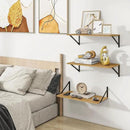 Heimlove 24" W x 12" D Wall Shelves for Books, 12 Inch Deep Floating Shelves Set of 3, Wide Floating Bookshelf with Metal Bracket for Living Room, Kitchen, Office, Bedroom and Decor Storage - Oak by CozyNest Decor