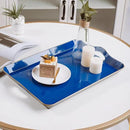 Spsyrine Large Blue Serving Tray with Handles, Plastic Decorative Tray for Coffee Table, Ottoman, Bathroom, Home Decor 17.3"*11.8"*2" by CozyNest Decor