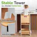 Toddler Tower with a Sliding Door and 3 Adjustable Heights - Complete Toddler Kitchen Stool Helper with Support Feet - Safe Design for 18+ Months to 6-Year-Old Kids - White by TinyTreasures Baby Boutique