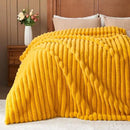 NEWCOSPLAY Faux Fur Throw Blanket Mustard Yellow 3D Ribbed Plush Thick Warm Blanket for Couch Sofa Bed 850GSM (Mustard Yellow Ribbed, Throw(50"x60")) by CozyNest Decor