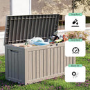 Vixzen 85 Gallon Resin Deck Box, Lockable Outdoor Storage Box for Patio Cushions Storage Furniture,Garden Tools, Pool Supplies, Weatherproof and UV Resistant-Grey by CozyNest Decor