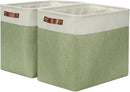 DULLEMELO Extra Large Storage Baskets, 17"x12"x15" Fabric Storage Bins for Organizing Shelves Nursery Toys Books, Collapsible Storage Baskets Rectangular Canvas Bins with Handles, White&Green, 2-Pack by TinyTreasures Baby Boutique