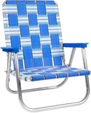 Lawn Chair USA Folding Aluminum Outdoor Patio Lawn Chair | Heavy-Duty Webbed Chairs for Camping, Sports, Beach, Yard & Tailgating | Lightweight Portable | High Back Beach Chair - Beach Sands by GreenHaven Gardens