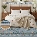 5x7 Washable Area Rug with Insect Print - Bug Rug Non-Shedding Stain Resistant Soft Carpet for Bedroom, Low Pile Ultra-Thin Machine Washable Carpet for Dining Room, Kids Nursery, Office (5'x7' Blue) by TinyTreasures Baby Boutique