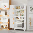 75.2" Tall Metal Pantry Cabinet, Kitchen Pantry Storage Cabinets with 4 Door and 4 Adjustable Shelves, White Storage Cabinet, Freestanding Cupboard for Kitchen Dining Room Living Room Bathroom by CozyNest Decor