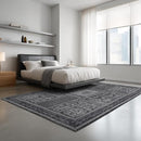 9x12 Area Rug Living Room Rugs, Stain Resistant Washable Rug, Vintage Large Non-Slip Backing, Low Pile Lightweight Print Rug for Bedroom Dinning Room Home Office (Grey) by TinyTreasures Baby Boutique