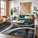 Rugshop Modern Wavy Circles Design Area Rug 8'8" x 12' Black by TinyTreasures Baby Boutique