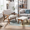 Wahson Set of 2 Mid Century Chair, Upholstered Accent Armchairs, with Wood Frame and Canvas Cushions, Leisure Slipper Chair for Living Room/Bedroom, Beige by CozyNest Decor