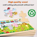 Wooden Puzzles for Kids Ages 4-6, 4 PCs 24 Animals Cars Farm Dinosaur World Jigsaw Puzzles, Preschool Educational Brain Teaser Toys for 3 4 5 6 7 8 Years Old by TinyTreasures Baby Boutique
