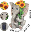 Outdoor Sculpture Figurine Statue Elephant Decor,Solar Garden Statues for Patio Home Yard Decor,Good Luck Sunflower Elephant for Women, Mom Gifts Housewarming Gift by GreenHaven Gardens