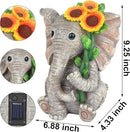Outdoor Sculpture Figurine Statue Elephant Decor,Solar Garden Statues for Patio Home Yard Decor,Good Luck Sunflower Elephant for Women, Mom Gifts Housewarming Gift by GreenHaven Gardens