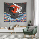 Houselerax Japanese Koi Fish Tapestries, Yin Yang Big Wave Cherry Blossom Tapestry Wall Hanging for Bedroom Living Room Office Decor 60"x50" by CozyNest Decor
