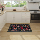 2x3 Washable Rug for Entryway, Floral Soft Small Area Rug, Non Slip Doormat Indoor Entrance Carpet, Flower Low Pile Front Door Throw Rug for Bedroom, Kitchen, Laundry, Bathroom, Black by TinyTreasures Baby Boutique