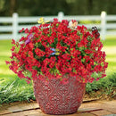 ‌20 Bundles Artificial Flowers for Outdoors‌ with 6 Faux Butterflies, UV Resistant ‌Fake Flowers‌ with Eucalyptus Leaves, ‌Artificial Plants Outdoor‌ for Patio Garden Porch Home Decor (Red) by CozyNest Decor