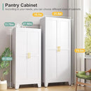 Metal Pantry Cabinet with 2 Doors and 5 Adjustable Shelves, 75" Kitchen Storage cabinets with Gold Handles, Versatile Storage for Laundry Room, Living Room, Bathroom, Dinning Room, Utility Room-White by CozyNest Decor