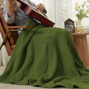 Amélie Home Chenille Knit Throw Blanket for Couch, Checkered Texture Decorative Soft Blanket for Sofa, Bed & Living Room, 50"x60", Olive Green by CozyNest Decor