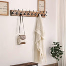 Dseap Wall Mounted Coat Rack: 38-1/4" Long, Patented, Heavy-Duty, 10-Double-Hooks Wooden Hanger Rail for Winter Coats, Hat, Jacket, Clothing - Natural & Black by CozyNest Decor