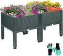 Emalie Raised Garden Beds Elevated Plastic Planter Box with Drainage Plugs Perfect for Vegetables Flowers Herbs Growing Outdoor, 31.5" Lx15.7 Wx16.5 H Grey by GreenHaven Gardens