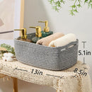 Small Storage Baskets for Organizing | Closet Organizer Bins | Shelf Toy Basket | Woven Rope Baskets | Cube Decorative Box | Shallow Basket | 13x8.5x5.1” | 4 Packs Mixed Grey by GreenHaven Gardens