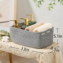Small Storage Baskets for Organizing | Closet Organizer Bins | Shelf Toy Basket | Woven Rope Baskets | Cube Decorative Box | Shallow Basket | 13x8.5x5.1” | 4 Packs Mixed Grey by CozyNest Decor